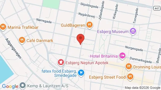 Boligudlejningsejendomme til salg i Esbjerg Centrum - kort over placeringen