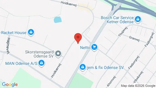 Kontorlokaler til leje i Odense SV - kort over placeringen