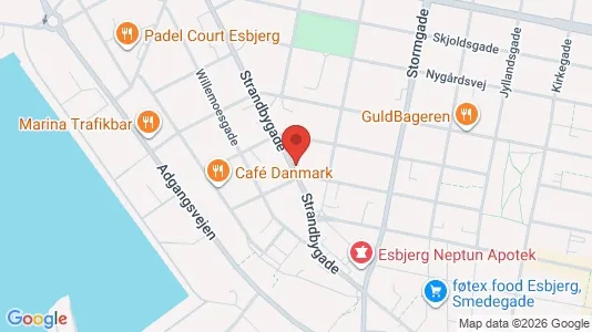 Erhvervslejemål til leje i Esbjerg Centrum - kort over placeringen
