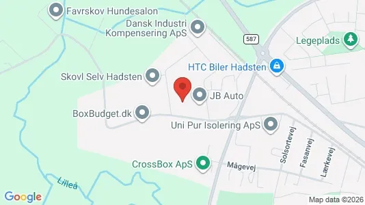 Lagerlokaler til salg i Hadsten - kort over placeringen