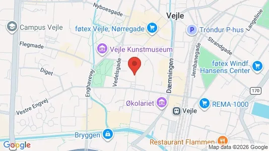 Erhvervslejemål til leje i Vejle Centrum - kort over placeringen
