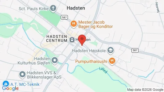 Kontorhoteller til leje i Hadsten - kort over placeringen