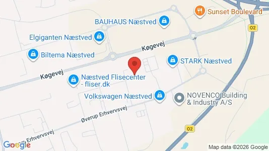 Erhvervsgrunde til salg i Næstved - kort over placeringen