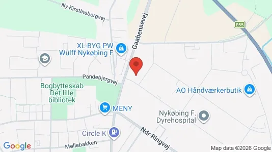 Kontorlokaler til leje i Nykøbing Falster - kort over placeringen