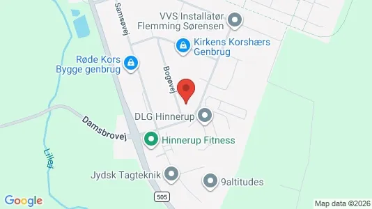 Kontorlokaler til salg i Hinnerup - kort over placeringen