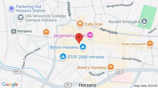 Kontorlokaler til leje i Horsens - kort over placeringen