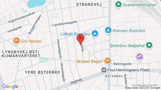 Erhvervslejemål til leje i Østerbro - kort over placeringen