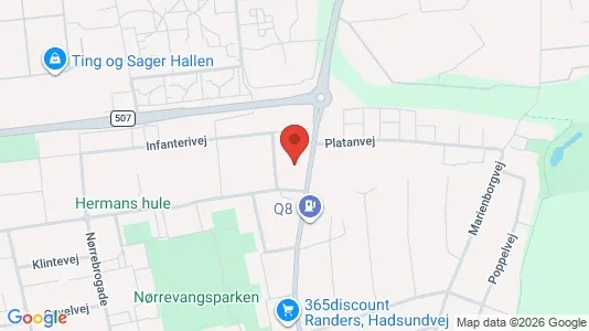 Erhvervslejemål til salg i Randers NØ - kort over placeringen