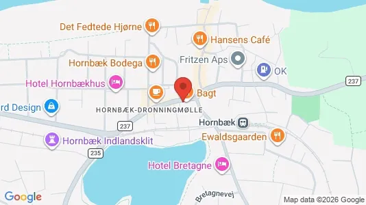 Kliniklokaler til leje i Hornbæk - kort over placeringen