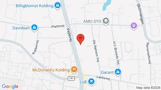Kontorlokaler til leje i Kolding - kort over placeringen