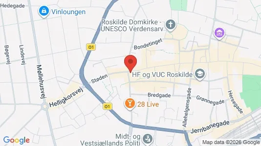 Erhvervslejemål til leje i Roskilde - kort over placeringen
