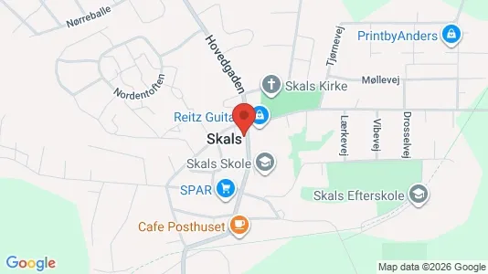 Boligudlejningsejendomme til salg i Skals - kort over placeringen