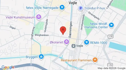 Kontorlokaler til leje i Vejle Centrum - kort over placeringen