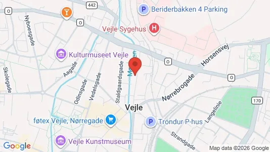 Erhvervslejemål til salg i Vejle Centrum - kort over placeringen