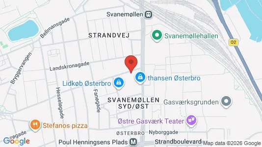Erhvervslejemål til leje i Østerbro - kort over placeringen