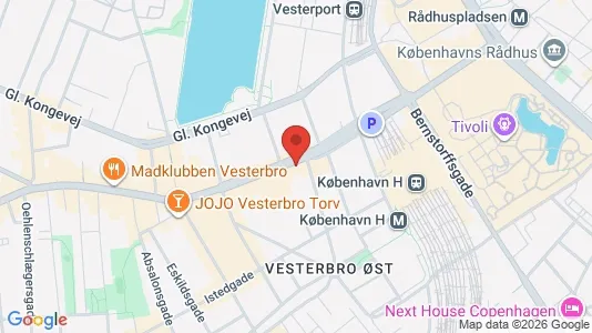 Kontorlokaler til leje i Vesterbro - kort over placeringen