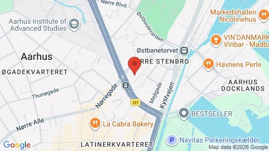 Kontorlokaler til leje i Århus C - kort over placeringen