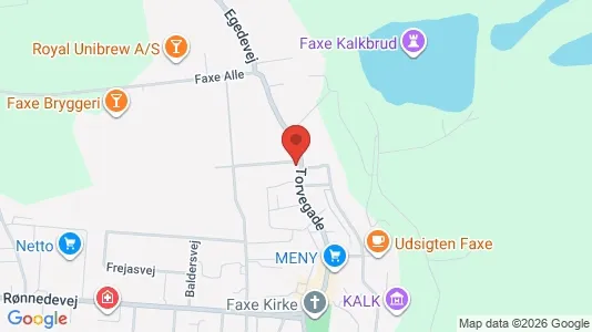 Boligudlejningsejendomme til salg i Faxe - kort over placeringen