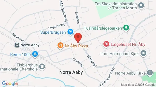 Boligudlejningsejendomme til salg i Nørre Aaby - kort over placeringen