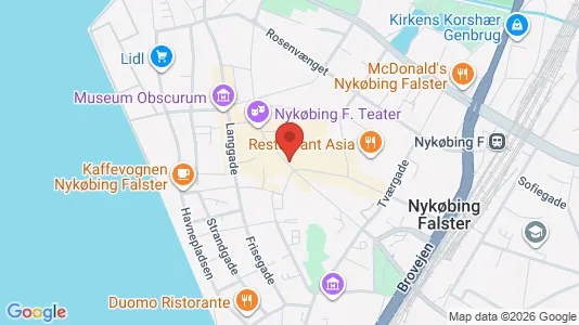 Erhvervslejemål til salg i Nykøbing Falster - kort over placeringen