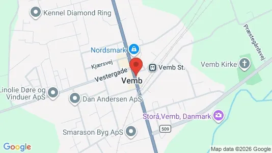 Erhvervslejemål til salg i Vemb - kort over placeringen