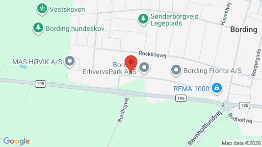 Lagerlokaler til leje i Bording - kort over placeringen