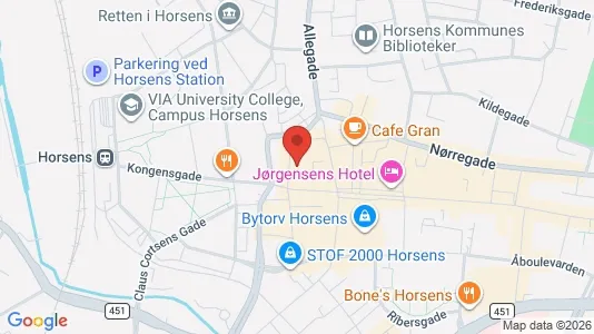 Kontorlokaler til leje i Horsens - kort over placeringen