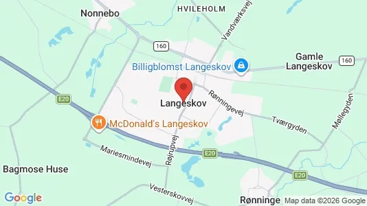Butikslokaler til salg i Langeskov - kort over placeringen