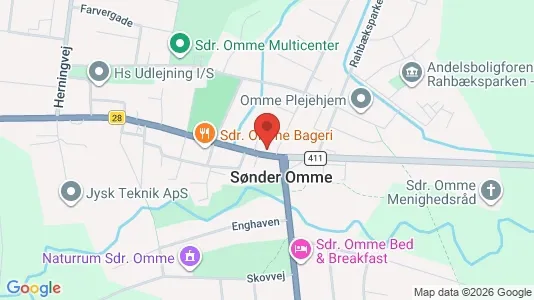 Erhvervslejemål til salg i Sønder Omme - kort over placeringen