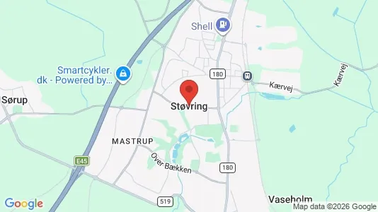 Kontorlokaler til leje i Støvring - kort over placeringen