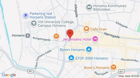 Kontorlokaler til leje i Horsens - kort over placeringen