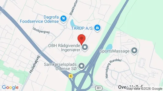 Lagerlokaler til leje i Odense SØ - kort over placeringen