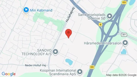 Kontorlokaler til leje i Odense SØ - kort over placeringen
