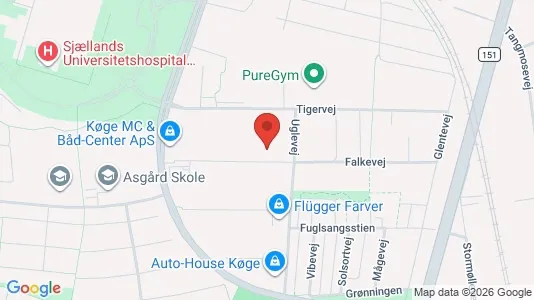 Erhvervslejemål til leje i Køge - kort over placeringen