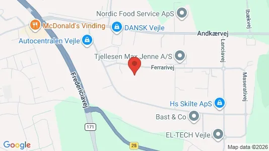 Erhvervslejemål til leje i Vejle Centrum - kort over placeringen