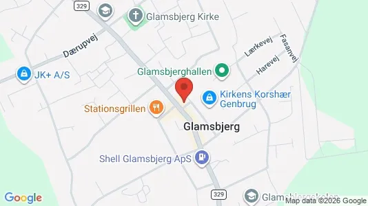 Boligudlejningsejendomme til salg i Glamsbjerg - kort over placeringen