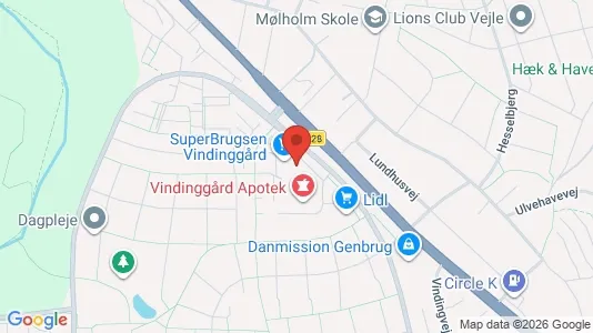 Erhvervslejemål til leje i Vejle Centrum - kort over placeringen