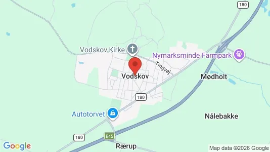 Butikslokaler til salg i Vodskov - kort over placeringen
