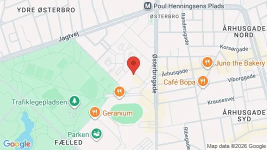 Erhvervslejemål til leje i Østerbro - kort over placeringen