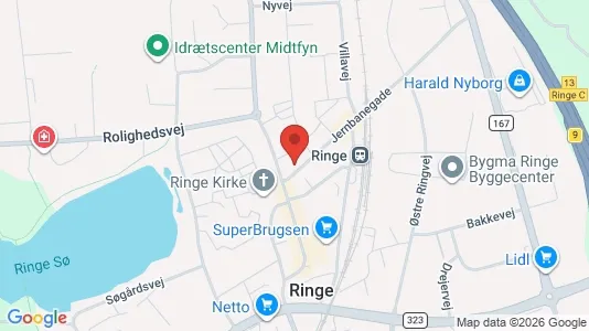 Kontorlokaler til leje i Ringe - kort over placeringen