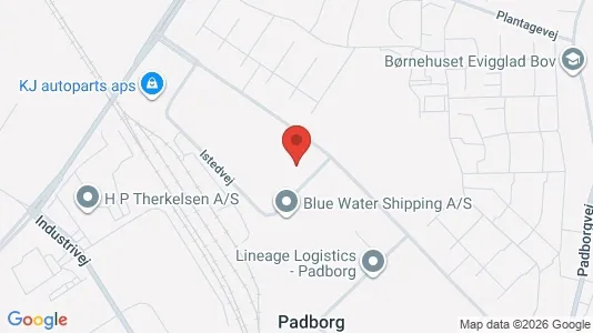 Lagerlokaler til leje i Padborg - kort over placeringen