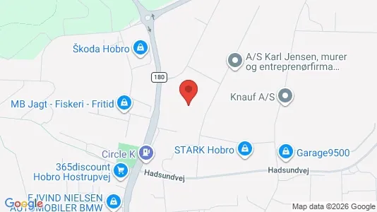 Lagerlokaler til leje i Hobro - kort over placeringen