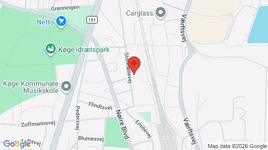 Erhvervslejemål til salg i Køge - kort over placeringen