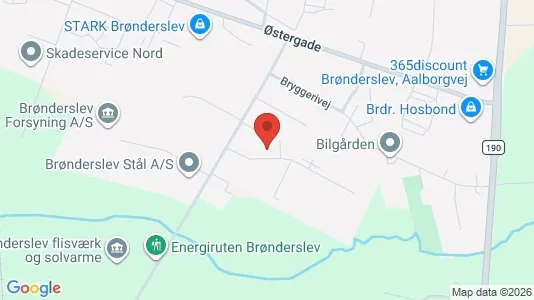 Erhvervslejemål til leje i Brønderslev - kort over placeringen