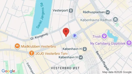 Kontorlokaler til leje i Vesterbro - kort over placeringen