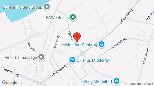 Erhvervslejemål til leje i Middelfart - kort over placeringen