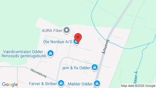 Kontorlokaler til leje i Odder - kort over placeringen