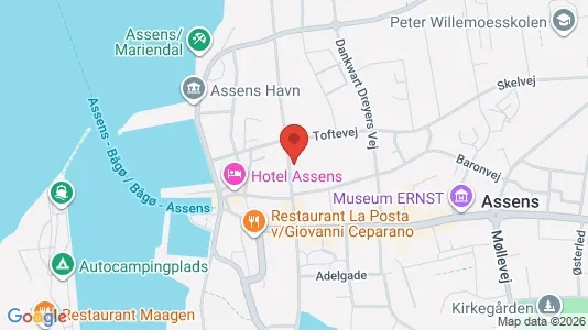 Boligudlejningsejendomme til salg i Assens - kort over placeringen