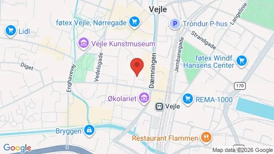 Kontorlokaler til leje i Vejle Centrum - kort over placeringen