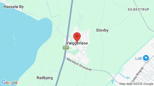 Erhvervsgrunde til salg i Væggerløse - kort over placeringen